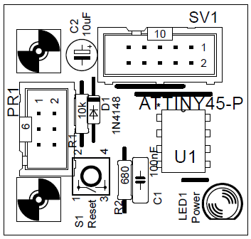 ATTiny45 Udviklingsboard
