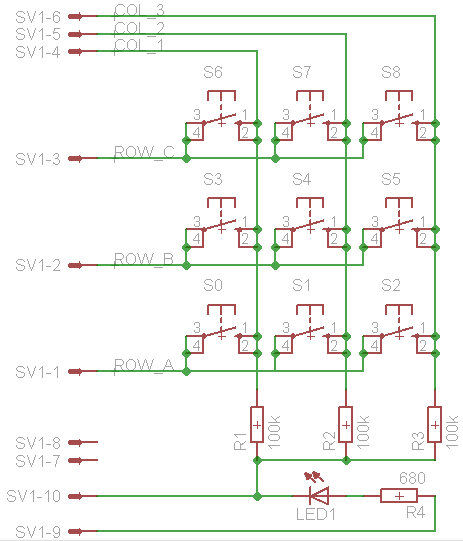 Principskitse af Matrix-tastaturet