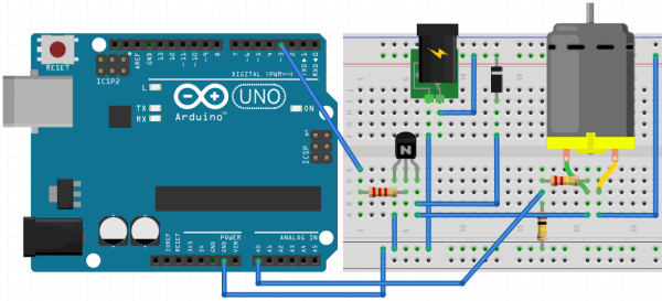 Opkobling af en mindre 12V motor til Arduinoen