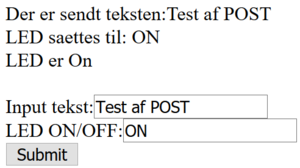 Response på en henvendelse med ON til LED'en