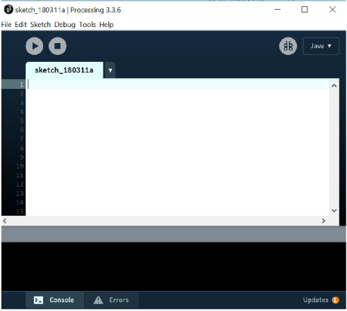 Programmeringsvinduet i Processing