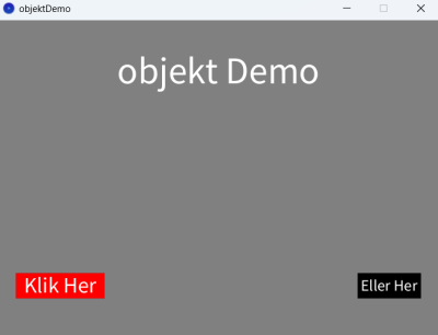 Skærmen på demoprogrammet med objekter i state 0