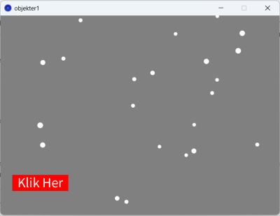 Skærmen med snefnug på vej med over skærmen og en knap, som kan aktivere deres fald