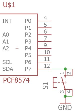 Forbindelse af en trykknap til indgangen af en PCF8574