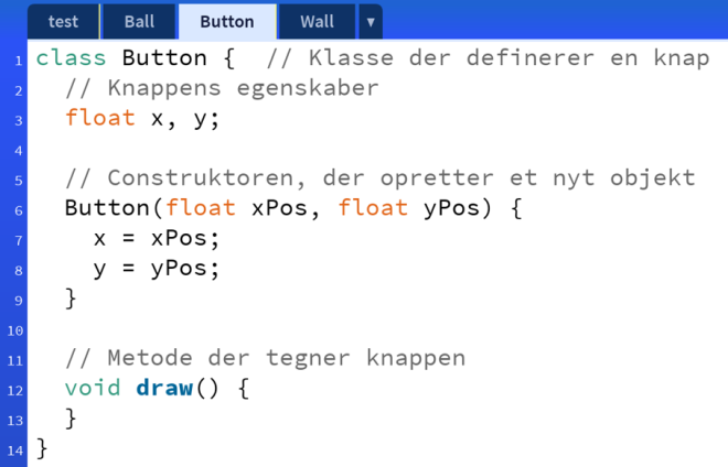 Koden til en grundlæggende klasse