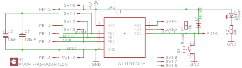 ATTiny45 Udviklingsboard