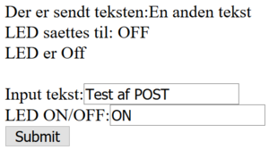 Response på en henvendelse med OFF til LED'en